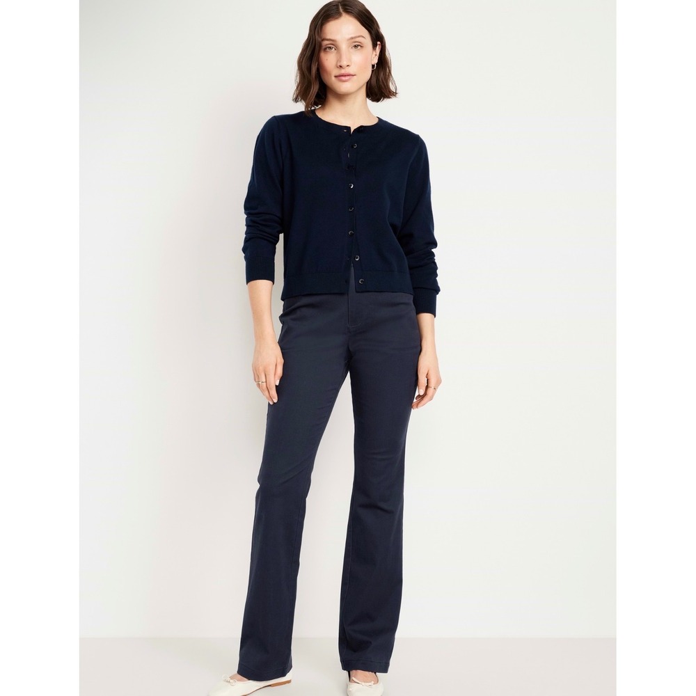 Old Navy Size 12 L Womens High-Waisted Uniform Boot-Cut Pants Navy Blue 771879
